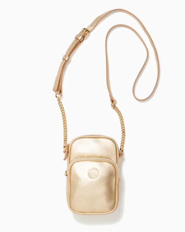 Bags^Lilly Pulitzer Walsh Phone Crossbody Bag Gold Metallic