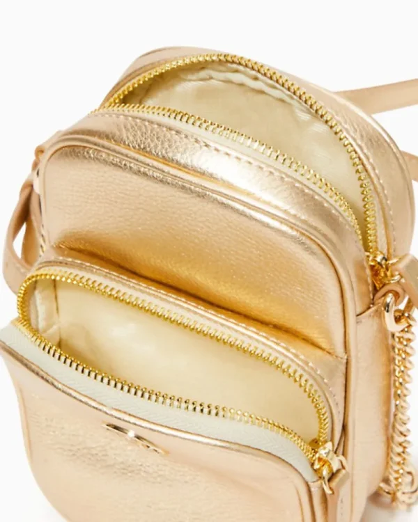 Bags^Lilly Pulitzer Walsh Phone Crossbody Bag Gold Metallic