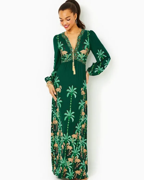 Dresses^Lilly Pulitzer Wexlee Maxi Dress Evergreen Stir It Up Engineered Knit Dress