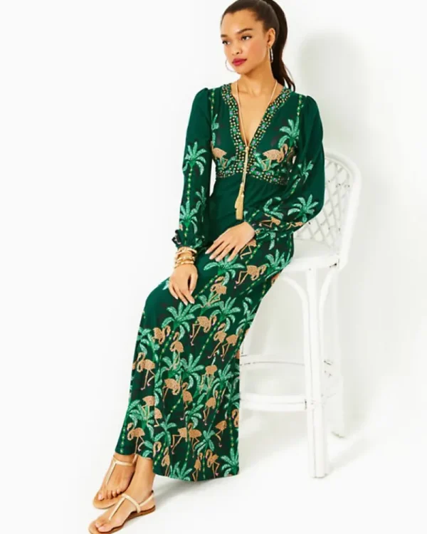 Dresses^Lilly Pulitzer Wexlee Maxi Dress Evergreen Stir It Up Engineered Knit Dress