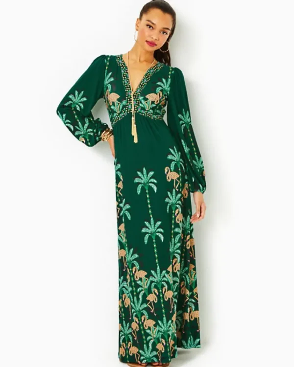 Dresses^Lilly Pulitzer Wexlee Maxi Dress Evergreen Stir It Up Engineered Knit Dress