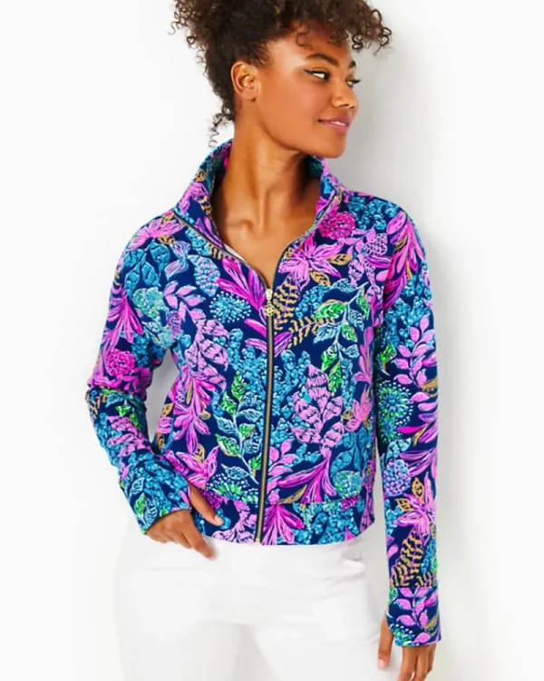 Loungewear^Lilly Pulitzer Wrenley Zip-Up Jacket Aegean Navy Calypso Coast